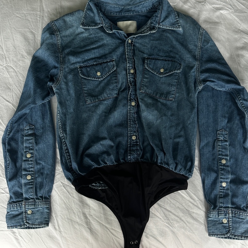 Citizen of Humanity Denim Button-Up Bodysuit - Blue